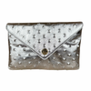 Bella Clutch- Silver Embossed Studded Leather