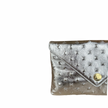 Bella Clutch- Silver Embossed Studded Leather