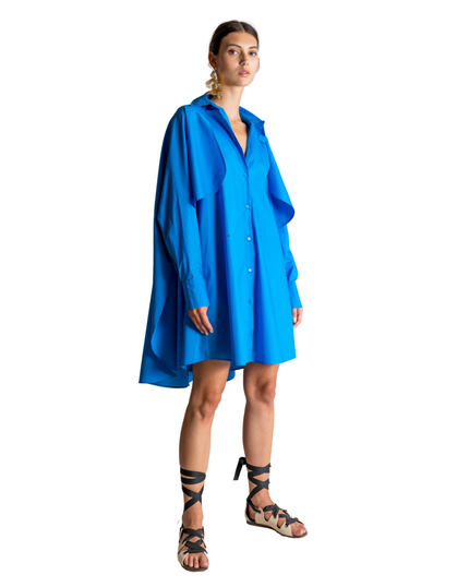 Cobalt Button Down Cape Dress