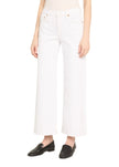 Mid Rise Wide Leg Cropped Jeans- White