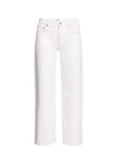 Mid Rise Wide Leg Cropped Jeans- White