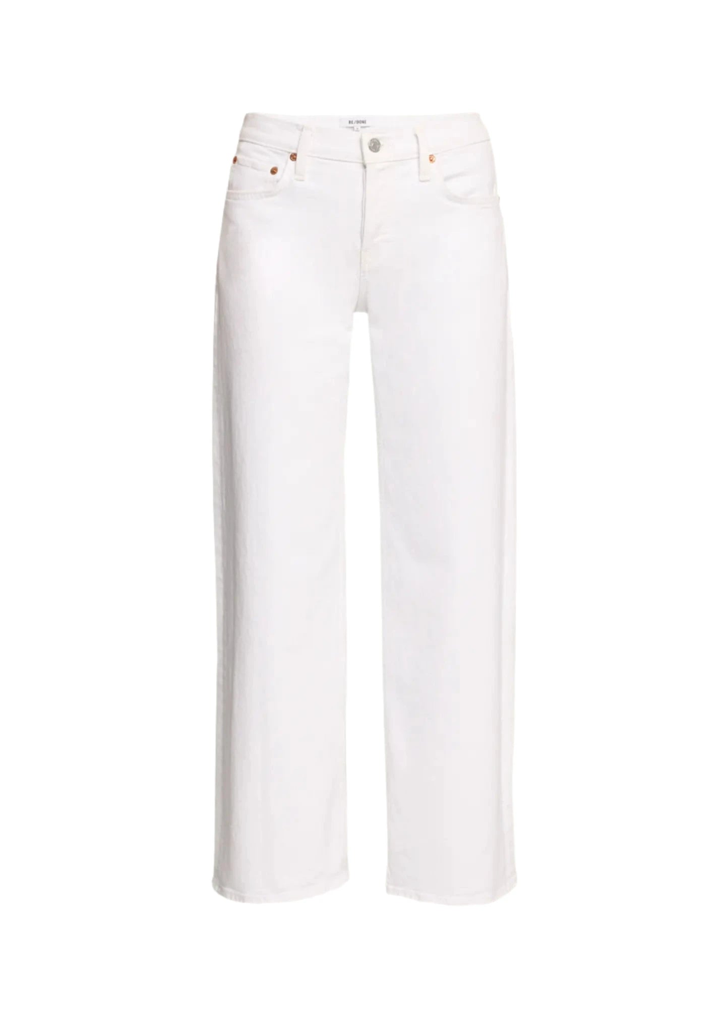 Mid Rise Wide Leg Cropped Jeans- White