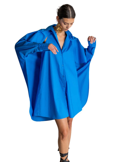 Cobalt Button Down Cape Dress