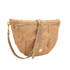 Fannie Belt Bag/Crossbody- Cork with Gold Flecks and ORO Leather Strap