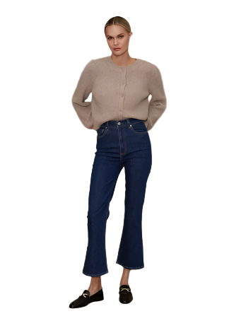 Stella Crop Flare Split Hem Jeans- River