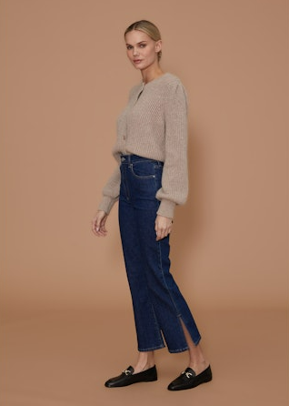 Stella Crop Flare Split Hem Jeans- River