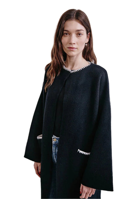 Kerrington Black Wool Cashmere Coat